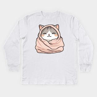 Cute sleepy cat Kids Long Sleeve T-Shirt